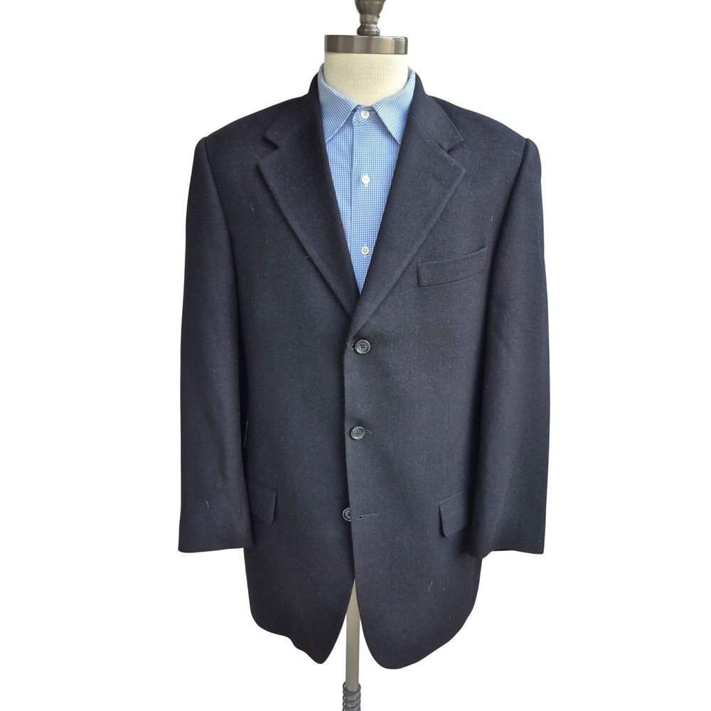 Mark Shale Mens Loro Piana Camel Hair Blazer Sport Coat Black Weave Sz 42 R L‎